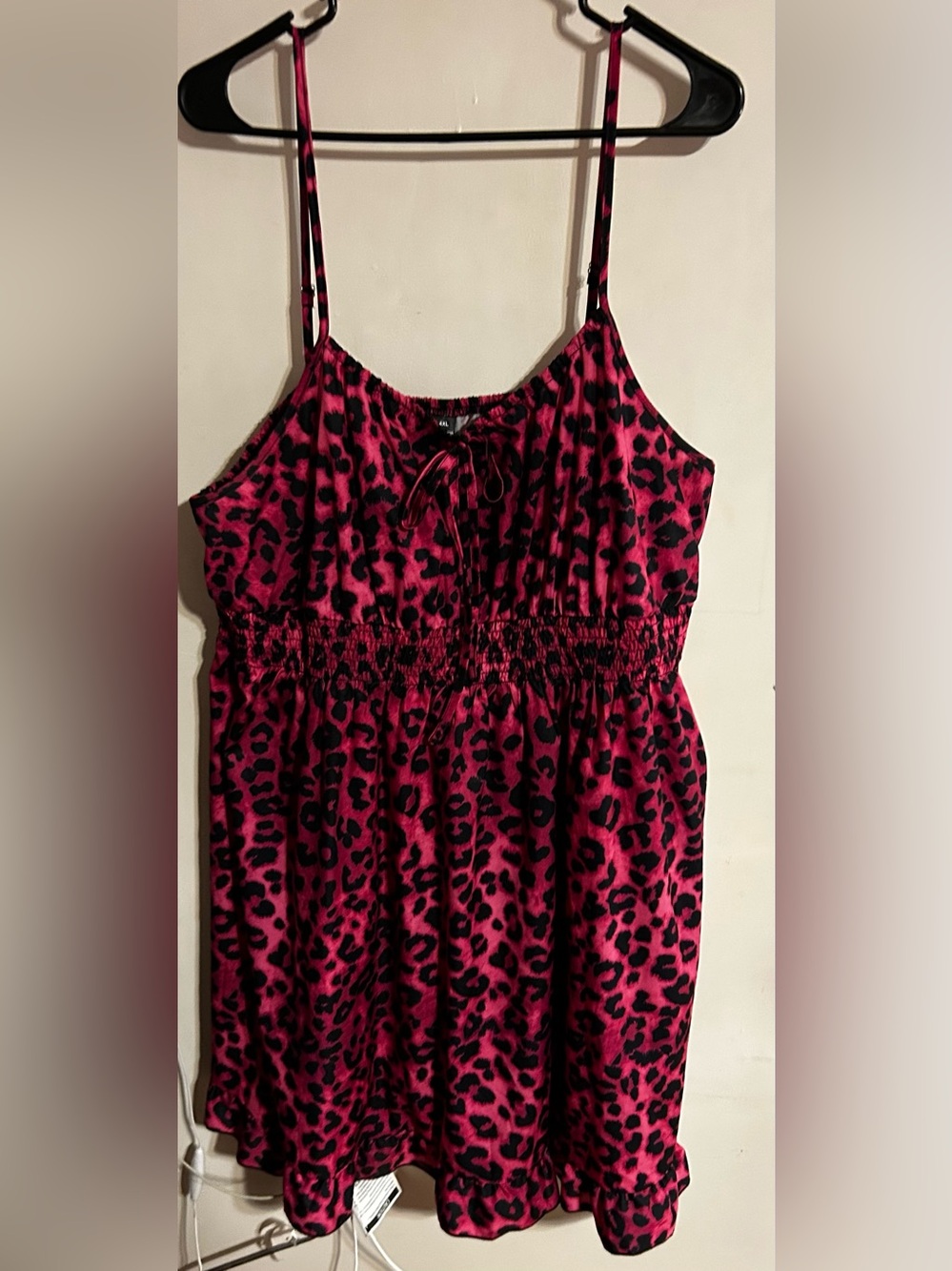4x Pink Leopard Print Spaghetti Strap Dress